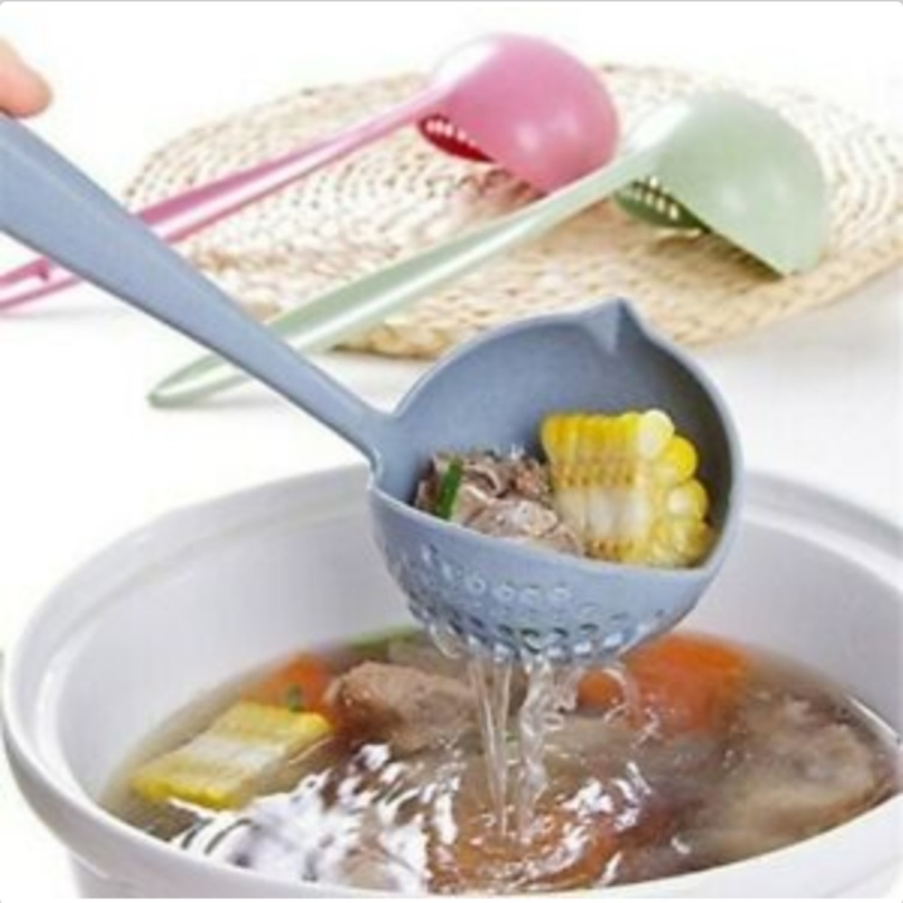 NWT 2 in 1 Soup Spoon Long Handle Dinnerware Kitch